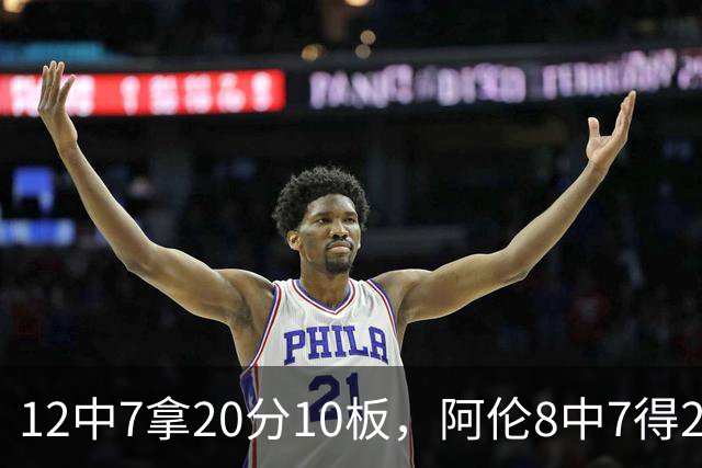 12中7拿20分10板，阿伦8中7得21分8板，骑士双塔齐发力